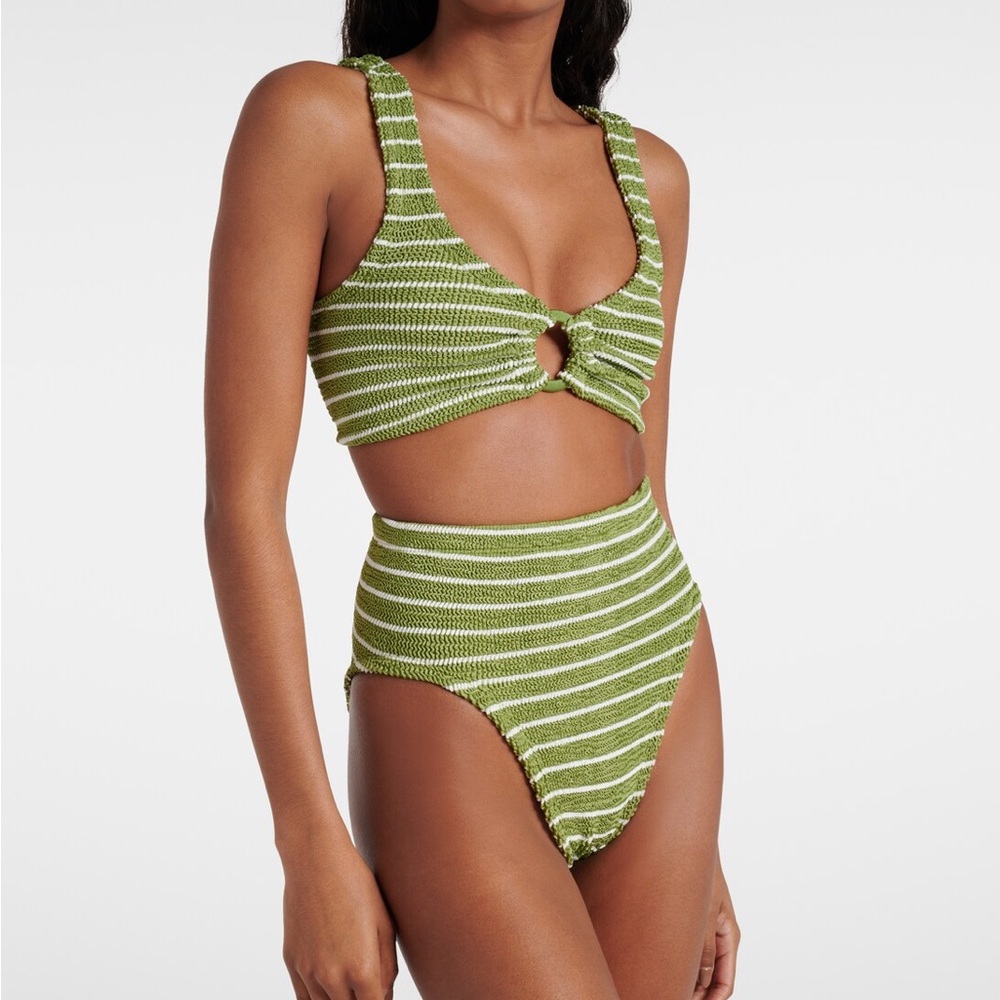 Hunza G Nadine Green/White Stripe Bikini